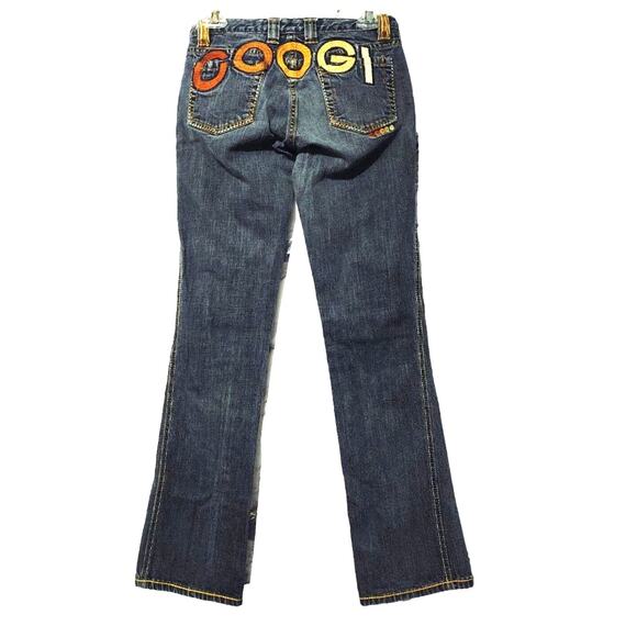 Coogi Vintage Embroidered Distressed Straight Leg Jeans Low Rise Blue Womens 3/4 - Picture 2 of 8